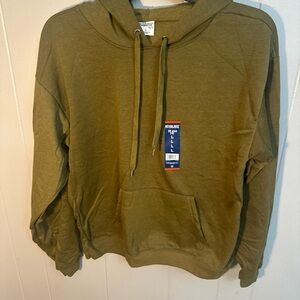 Men's Olive green Crewneck Hoodie - pullover sweatshirt